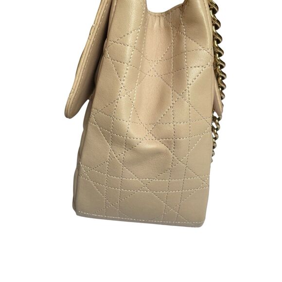 Christian Dior Shoulder Flap Bag Medium Nude Beige Pink Gold Chain - Picture 9 of 16